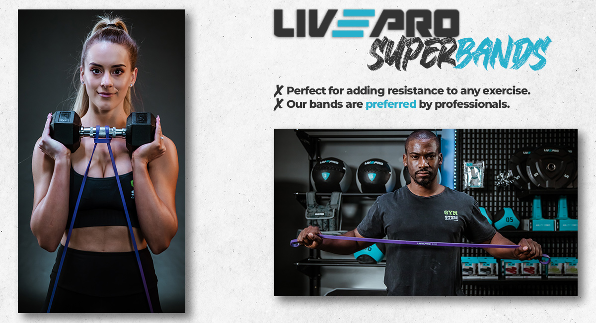LivePro Resistance Bands (Super/Exercise Bands) 1 LivePro Resistance Bands Banner for Desc
